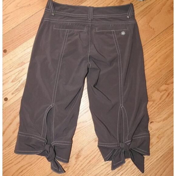 Athleta Tear Away Capri Pants Brown Size 4 Stretch Activewear EUC - Picture 2 of 10